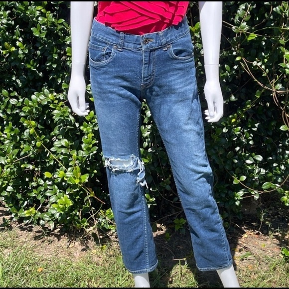 Custom Vintage Levi’s 511’s DIY Destructed Straight Leg Ankle Jeans - Picture 1 of 13